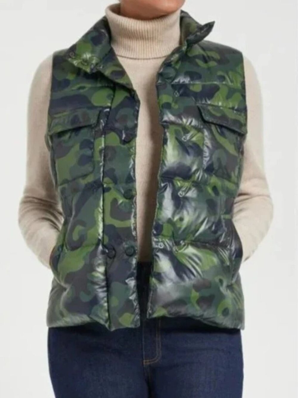 Share Anatomie Printed Fallon Green Camo Wool Blend Puffer Vest Size XS